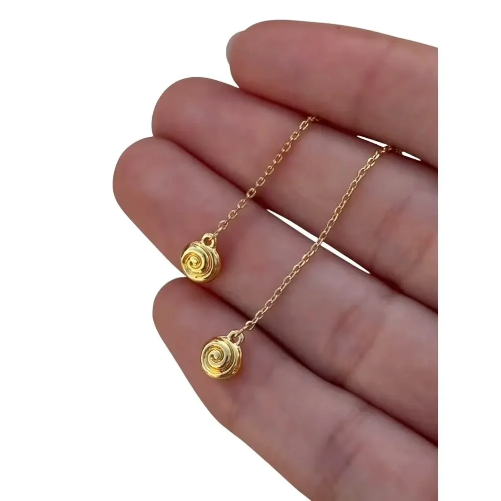 LUV AJ Shell Coil Threader Earrings NEW